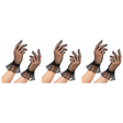 3x Womens Mesh Diamante Ruffle Cuff Gloves Group Costume Pack - Black