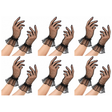 6x Womens Mesh Diamante Ruffle Cuff Gloves Group Costume Bulk Pack - Black