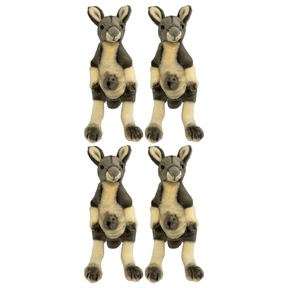 4x Bocchetta Tracy 26cm Grey Kangaroo with Joey Plush Toy Bulk Pack (Australian Stuffed Animal Souvenir Gift)
