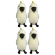 4x Bocchetta Hector 25cm Sulphur-Crested Cockatoo Plush Toy Bulk Pack - White (Australian Stuffed Animal Souvenir Gift)