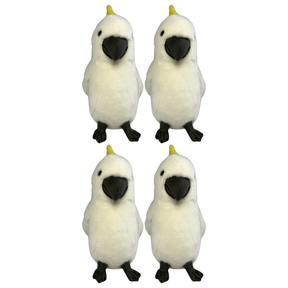 4x Bocchetta Hector 25cm Sulphur-Crested Cockatoo Plush Toy Bulk Pack - White (Australian Stuffed Animal Souvenir Gift)