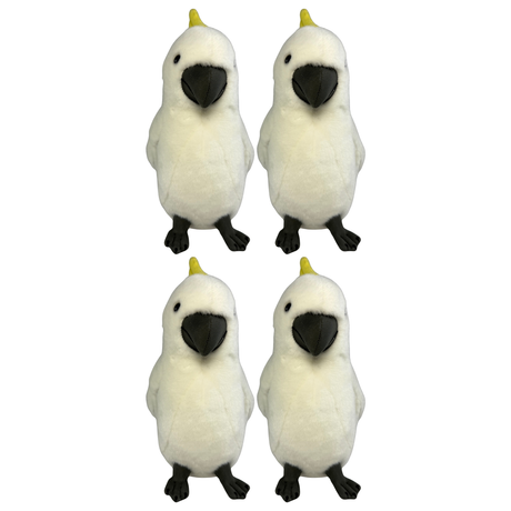 4x Bocchetta Hector 25cm Sulphur-Crested Cockatoo Plush Toy Bulk Pack - White (Australian Stuffed Animal Souvenir Gift)