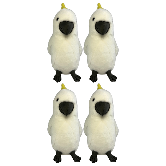 4x Bocchetta Hector 25cm Sulphur-Crested Cockatoo Plush Toy Bulk Pack - White (Australian Stuffed Animal Souvenir Gift)