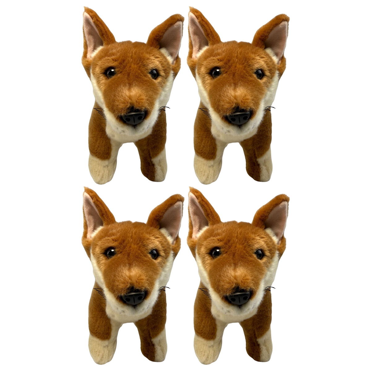 4x Bocchetta Frazer 25cm Standing Dingo Plush Toy Bulk Pack - Tan (Australian Stuffed Animal Souvenir Gift)