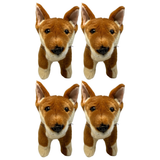 4x Bocchetta Frazer 25cm Standing Dingo Plush Toy Bulk Pack - Tan (Australian Stuffed Animal Souvenir Gift)