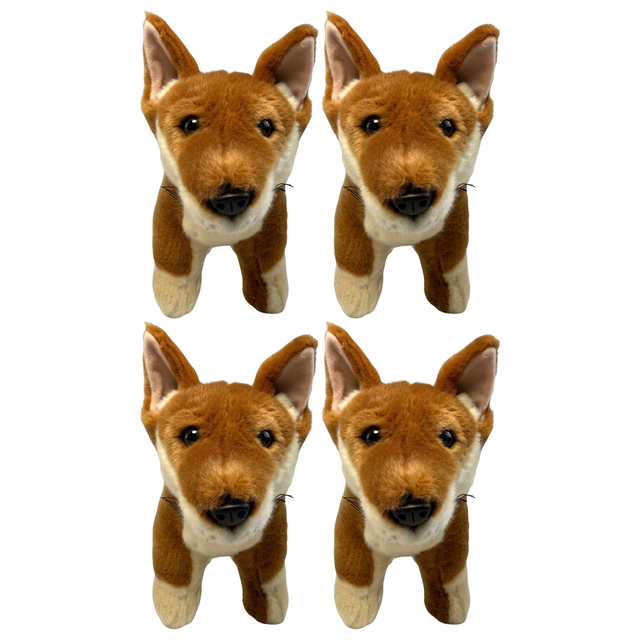 4x Bocchetta Frazer 25cm Standing Dingo Plush Toy Bulk Pack - Tan (Australian Stuffed Animal Souvenir Gift)
