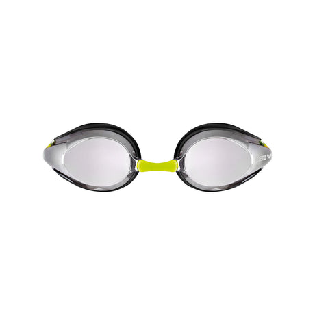 Arena Racing Tracks Junior Mirror Swimming Goggles - Silver/Black/Fluro Yellow