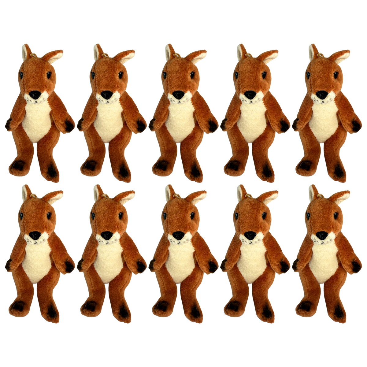 10x Bocchetta 13cm Mini Red Kangaroo Plush Toy Bulk Pack (Australian Stuffed Animal Souvenir Keyring Gift)