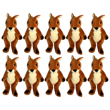 10x Bocchetta 13cm Mini Red Kangaroo Plush Toy Bulk Pack (Australian Stuffed Animal Souvenir Keyring Gift)