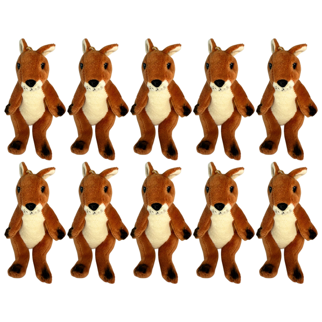 10x Bocchetta 13cm Mini Red Kangaroo Plush Toy Bulk Pack (Australian Stuffed Animal Souvenir Keyring Gift)