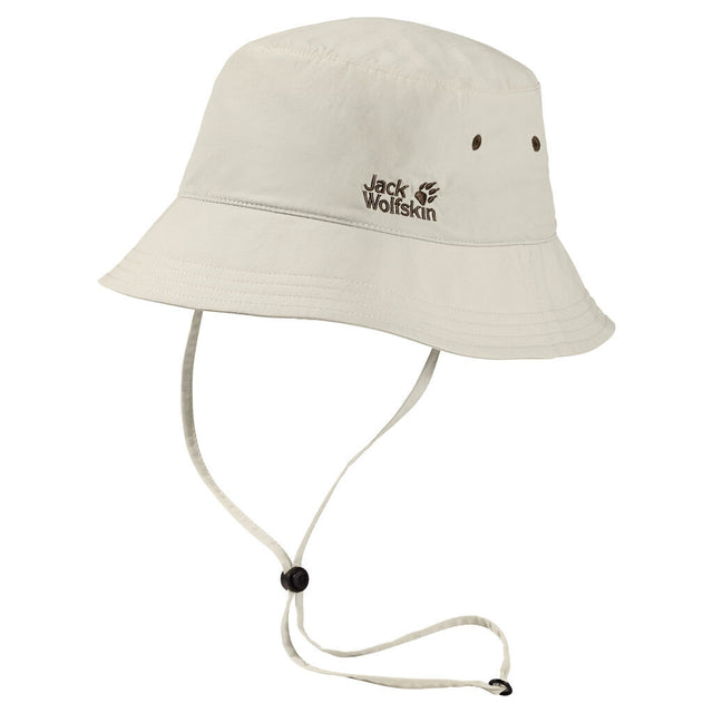 Jack Wolfskin Supplex Bucket Hat w/ Chin Strap - White Sand (Sun Hat)