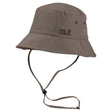 Jack Wolfskin Bucket Hat w Chin Strap Supplex Sun Hat Fishing Hiking UV Protection - White Sand
