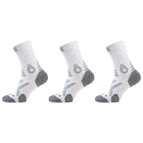 3x Jack Wolfskin Mens Hiking Pro Classic Cut Socks Pack - Light Grey (Trail Outdoor Premium Padded)