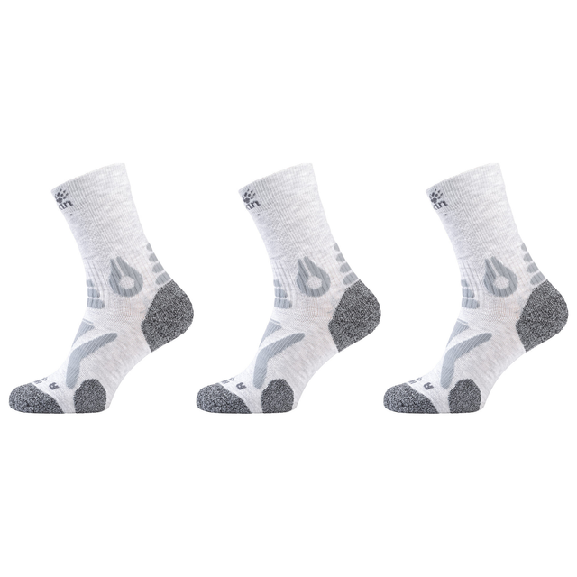 3x Jack Wolfskin Mens Hiking Pro Classic Cut Socks Pack - Light Grey (Trail Outdoor Premium Padded)