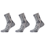 3x Jack Wolfskin Mens Trekking Pro Classic Cut Socks Pack - Light Grey (Padded for Outdoor/Trail)