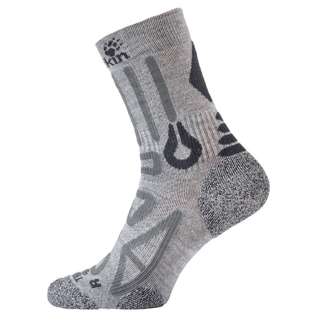 3x Jack Wolfskin Mens Trekking Pro Classic Cut Socks Pack - Light Grey (Padded for Outdoor/Trail)