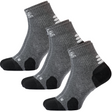 3x Jack Wolfskin Travel Mens Ankle Socks Pack - Dark Grey (Organic Cotton Mid Cut for Hiking/Trekking)