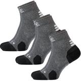 3x Jack Wolfskin Travel Mens Ankle Socks Pack - Dark Grey (Organic Cotton Mid Cut for Hiking/Trekking)