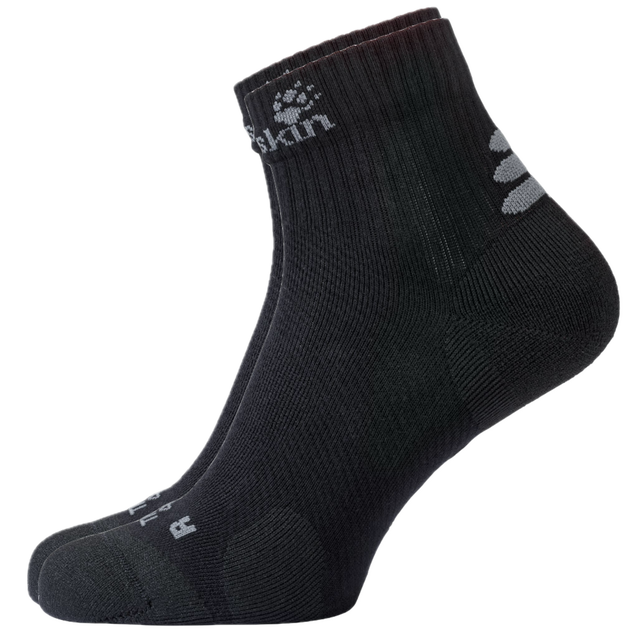 6x Jack Wolfskin Travel Mens Ankle Socks Bulk Pack - Black (Organic Cotton Mid Cut for Hiking/Trekking)