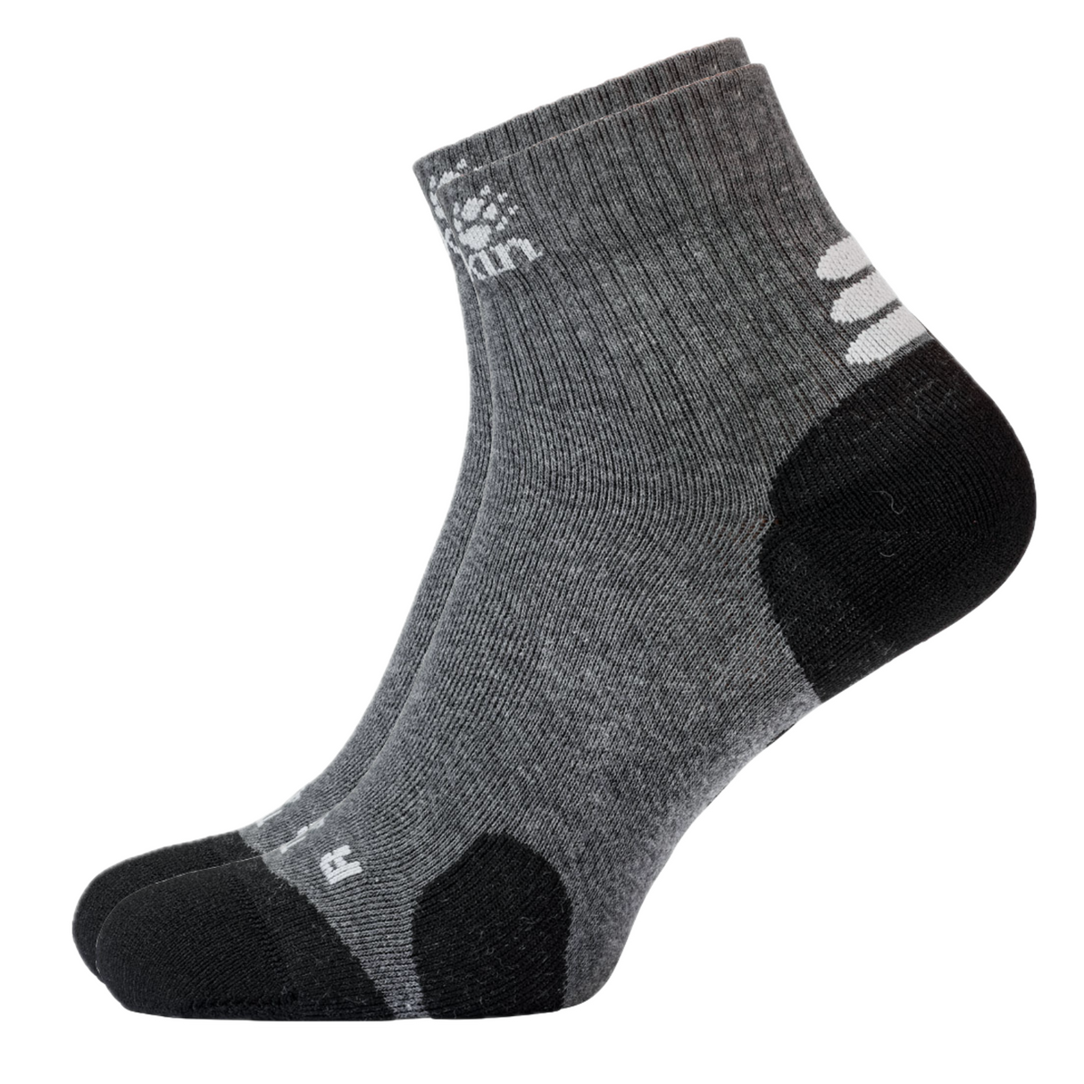 6x Jack Wolfskin Travel Mens Ankle Socks Bulk Pack - Dark Grey (Organic Cotton Mid Cut for Hiking/Trekking)