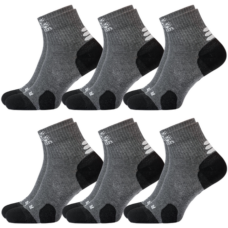 6x Jack Wolfskin Socks Travel Organic Cotton Mid Cut Hiking Trekking Ankle - Dark Grey