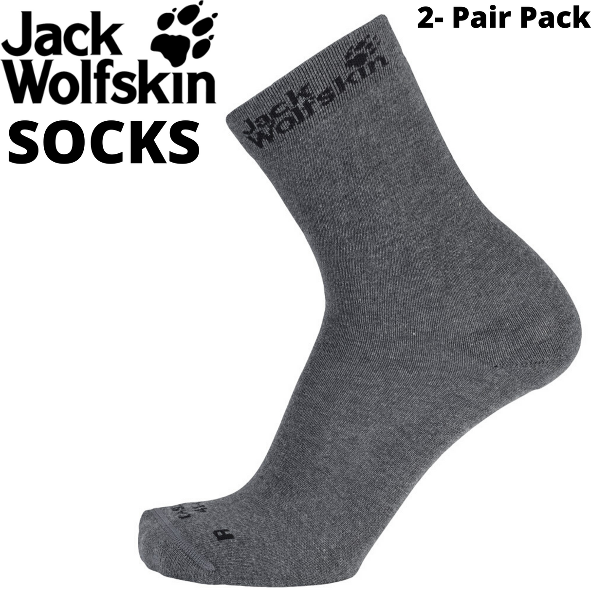 2-Pairs Jack Wolfskin Casual Ankle Socks Classic Cut Organic Cotton - Dark Grey - Dark Grey