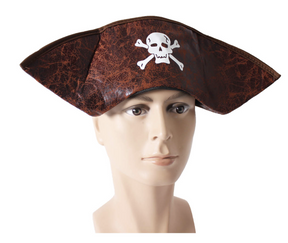 Pirate Tricorn Captain Hat - Caribbean (Halloween Costume & Fancy Dress)