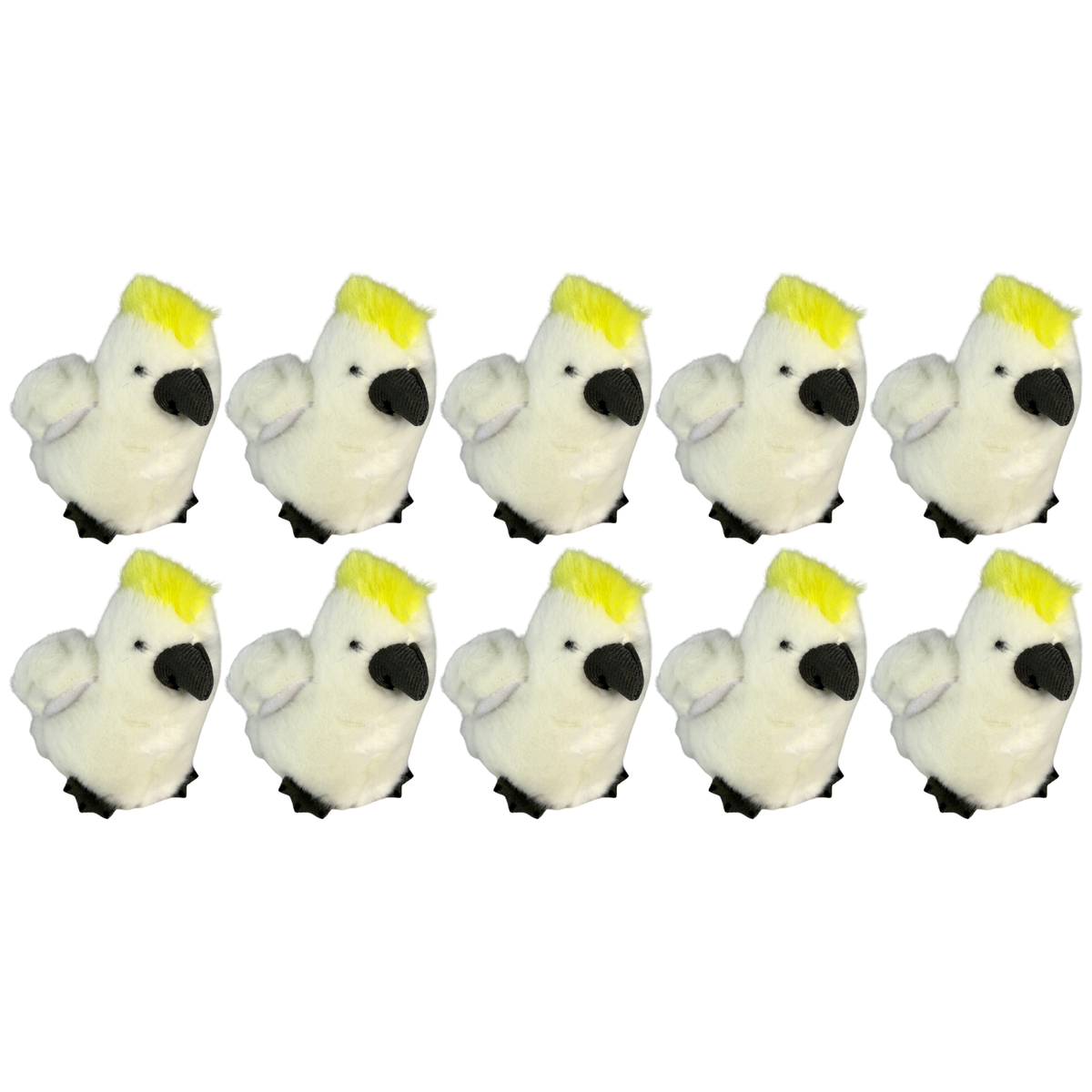 10x Bocchetta 12cm Mini Sulphur-Crested Cockatoo Plush Toy Bulk Pack (Australian Stuffed Animal Souvenir Keyring Gift)