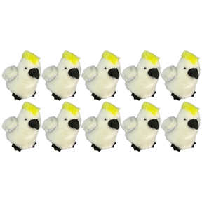 10x Bocchetta 12cm Mini Sulphur-Crested Cockatoo Plush Toy Bulk Pack (Australian Stuffed Animal Souvenir Keyring Gift)