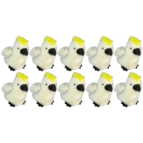 10x Bocchetta 12cm Mini Sulphur-Crested Cockatoo Plush Toy Bulk Pack (Australian Stuffed Animal Souvenir Keyring Gift)