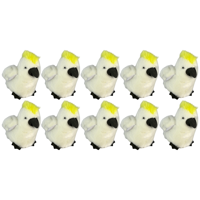 10x Bocchetta 12cm Mini Sulphur-Crested Cockatoo Plush Toy Bulk Pack (Australian Stuffed Animal Souvenir Keyring Gift)