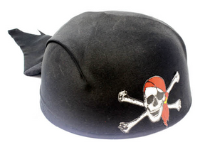 Black Bandana Style Pirate Hat - Caribbean Costume (Halloween & Fancy Dress)
