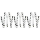 3x Mens Halloween White/Black Spider Suspenders Bulk Pack - Adjustable Clip On Braces for Weddings/Formals