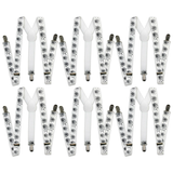 6x Mens Halloween White/Black Spider Suspenders Bulk Pack - Adjustable Clip On Braces for Weddings/Formals