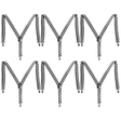 6x Mens Black/White Checkered Suspenders Bulk Pack - Adjustable Clip On Braces for Weddings/Formals