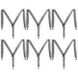 6x Mens Black/White Checkered Suspenders Bulk Pack - Adjustable Clip On Braces for Weddings/Formals