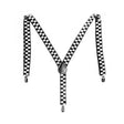 Mens Adjustable Suspenders Braces in Black/White Checkered Pattern (Chequered)