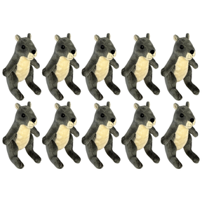 10x Bocchetta 13cm Mini Grey Kangaroo Plush Toy Bulk Pack (Australian Stuffed Animal Souvenir Keyring Gift)