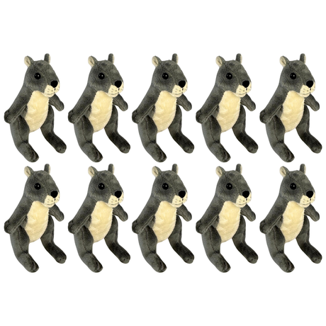 10x Bocchetta 13cm Mini Grey Kangaroo Plush Toy Bulk Pack (Australian Stuffed Animal Souvenir Keyring Gift)