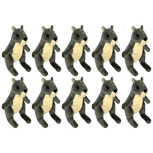 10x Bocchetta 13cm Mini Grey Kangaroo Plush Toy Bulk Pack (Australian Stuffed Animal Souvenir Keyring Gift)