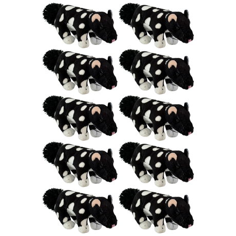10x Bocchetta 13cm Mini Quoll Plush Toy Bulk Pack - Black (Australian Stuffed Animal Souvenir Keyring Gift)