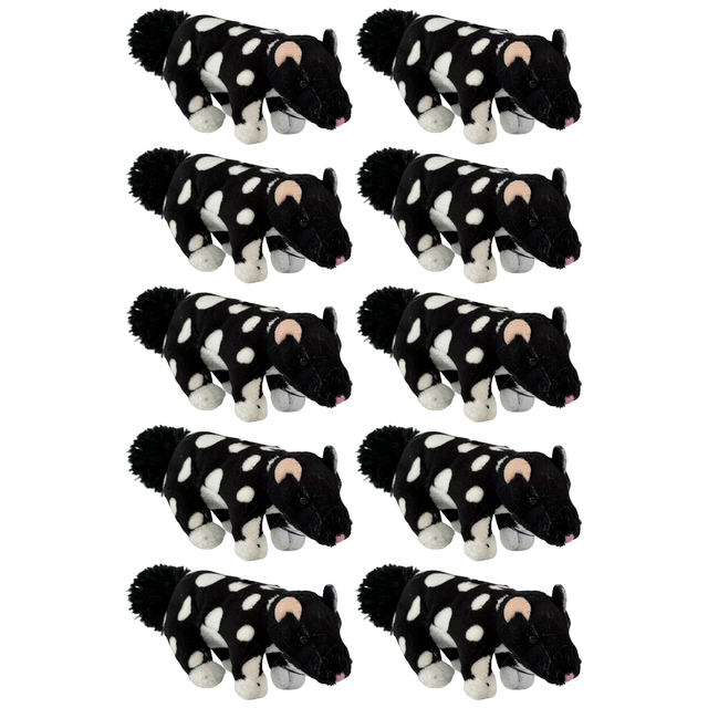 10x Bocchetta 13cm Mini Quoll Plush Toy Bulk Pack - Black (Australian Stuffed Animal Souvenir Keyring Gift)