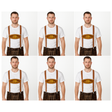 6x Brown Lederhosen Suspenders Bulk Pack - Oktoberfest German Costume Accessory (Halloween & Fancy Dress)