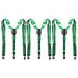 3x Unisex Green Sequin Suspenders Bulk Pack - Adjustable Clip On Y-Back Braces