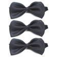 3x Mens Small Black Bow Tie Bulk Pack (Pre-Tied Classic Formal Necktie)