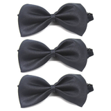 3x Mens Small Black Bow Tie Bulk Pack (Pre-Tied Classic Formal Necktie)