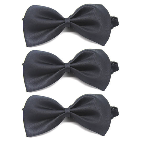 3x Mens Small Black Bow Tie Pack (Pre-Tied Classic Formal Necktie)
