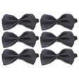6x Mens Small Black Bow Tie Bulk Pack (Pre-Tied Classic Formal Necktie)