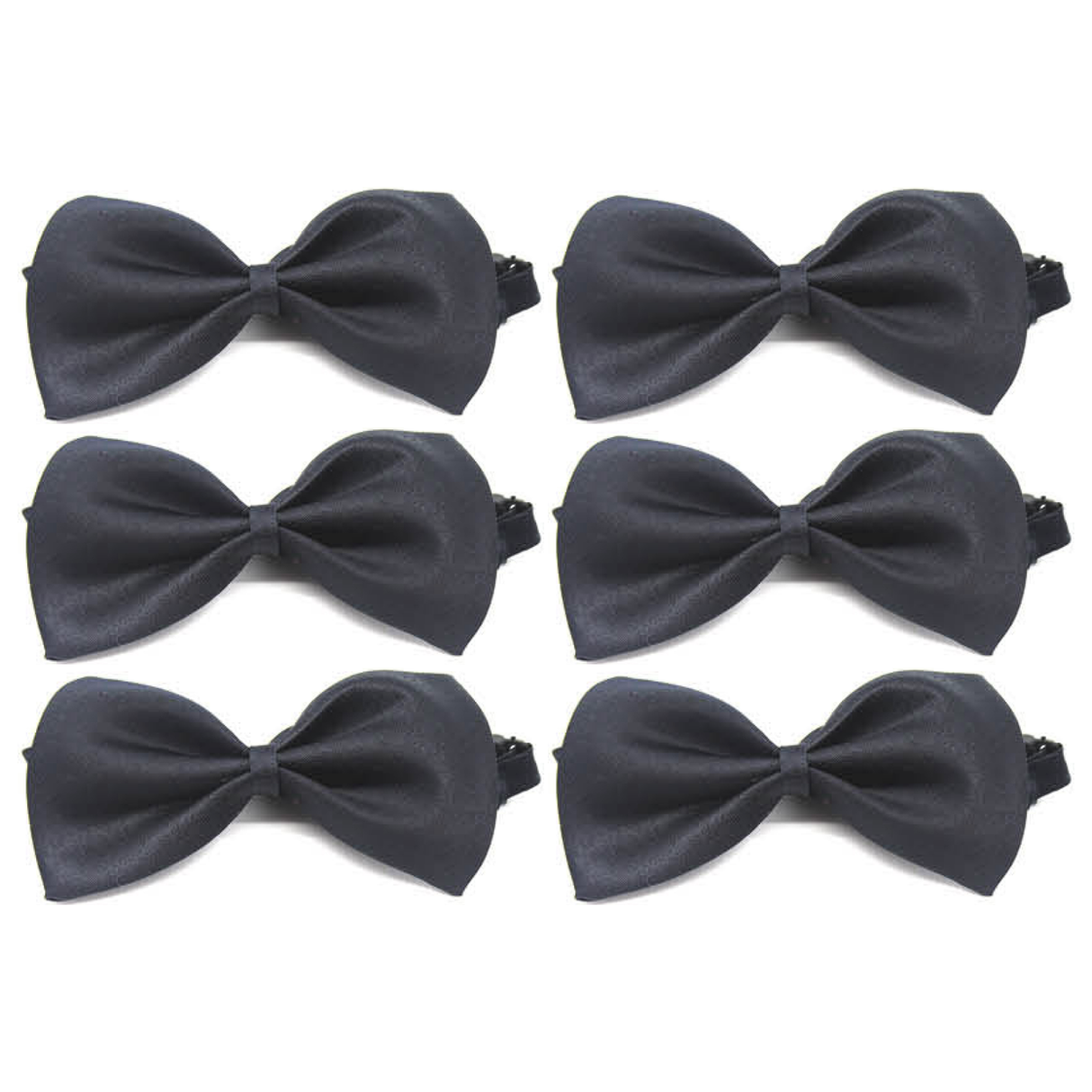 6x Mens Small Black Bow Tie Bulk Pack (Pre-Tied Classic Formal Necktie)
