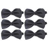 6x Mens Small Black Bow Tie Bulk Pack (Pre-Tied Classic Formal Necktie)